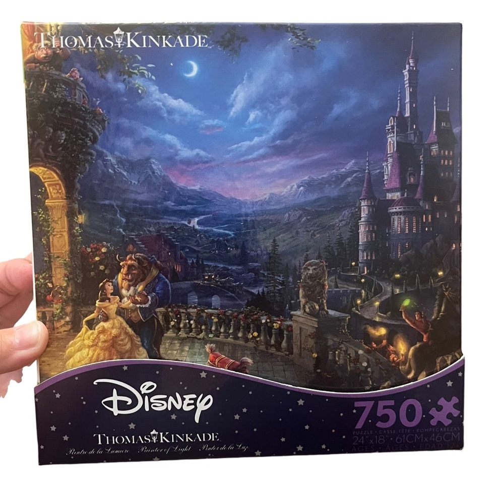 Disney Parks Thomas Kinkade Beauty and the Beast Castle Puzzle - Picture 2 of 3
